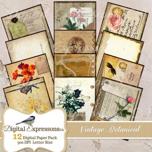 Vintage Floral Junk Journal Kit, Vintage Grunge Journal Papers, Ephemera Paper, Scrapbooking Papers, Digital Paper for Junk Journals
