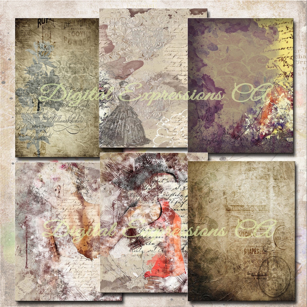 Vintage Floral Grunge Junk Journal Kit: Printable Ephemera Papers ...