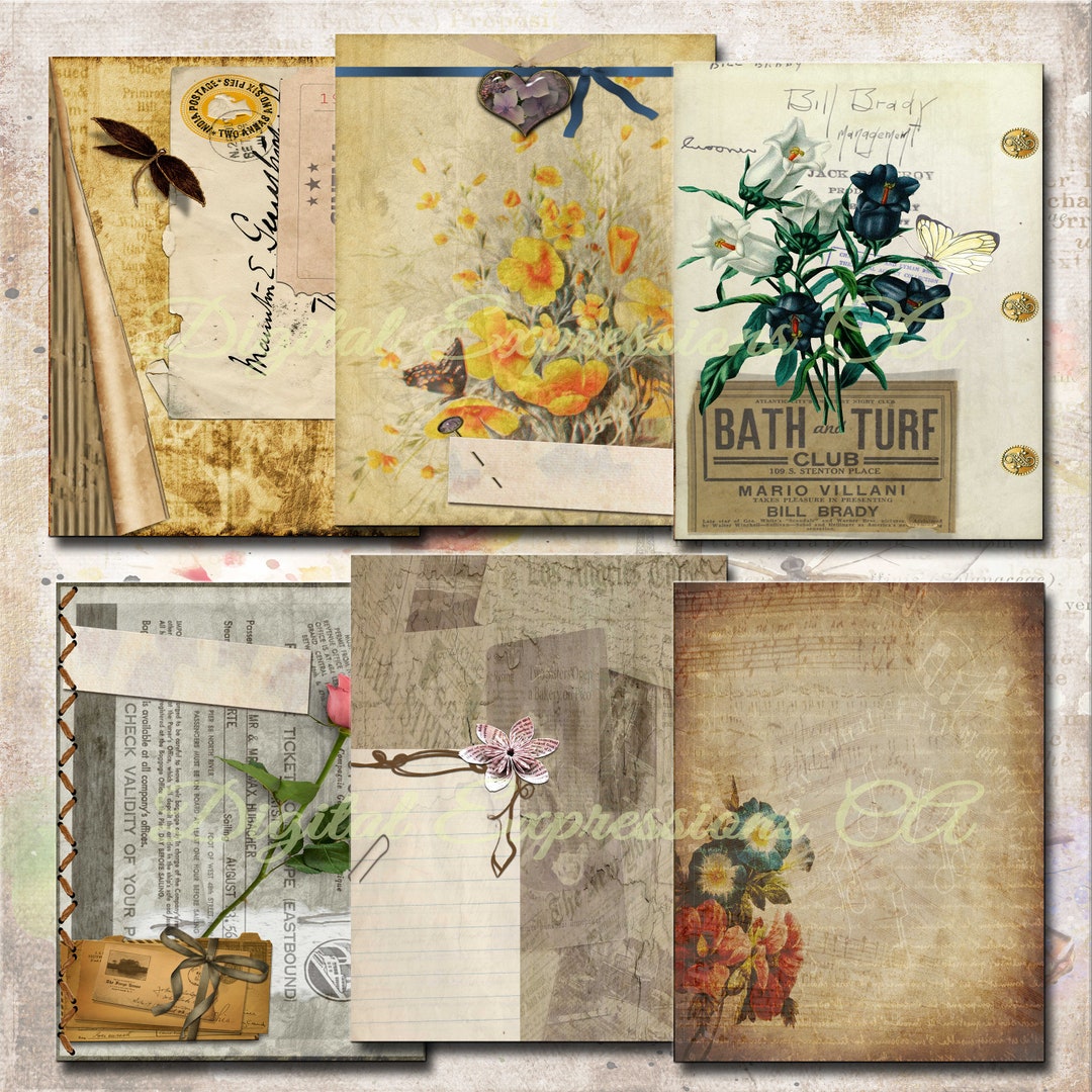 Printable Vintage Floral Junk Journal Kit: Ephemera Paper (digital ...