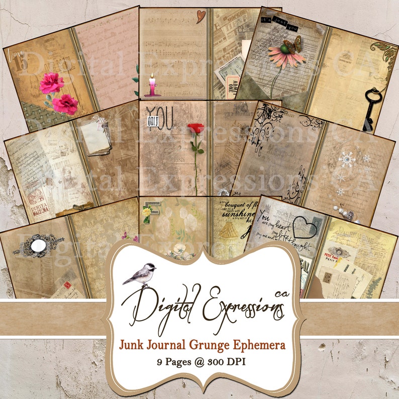 Vintage Grunge Junk Journal Kit Grunge Journal Papers Floral - Etsy