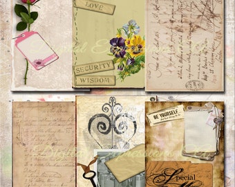 Printable Vintage Floral Junk Journal Kit: Ephemera Paper (Digital Download)