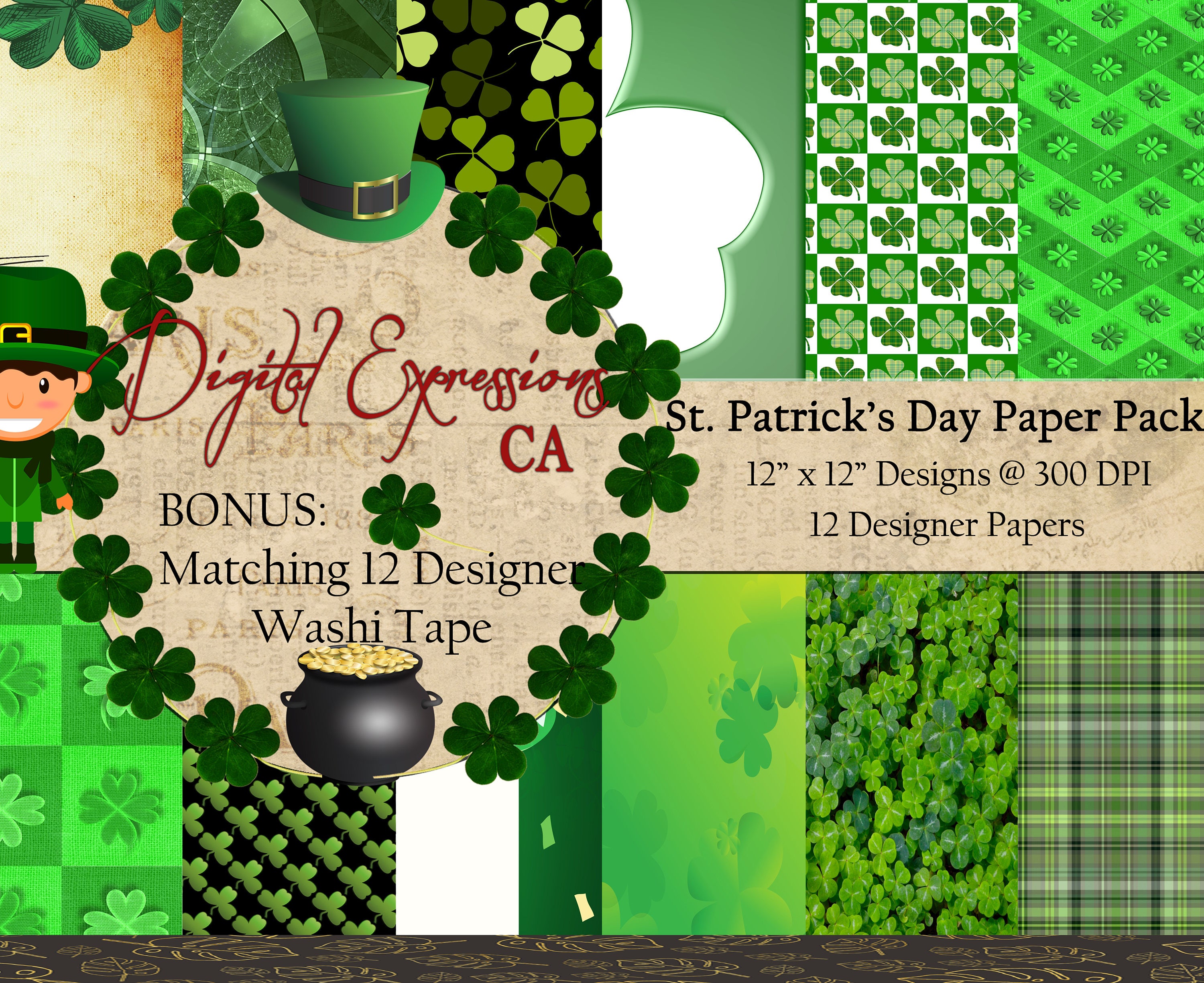 St Patrick's Day Washi Tape Clipart