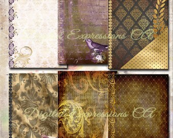 Printable Junk Journal Kit, Vintage Ephemera Papers, Floral Grunge Paper, Scrapbooking Papers, Digital Paper Prints, Collage Sheets