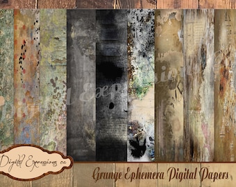 Grunge Ephemera Digital Paper: Vintage Junk Journal (Digital Download)