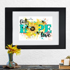 Fede Speranza Amore - Stampa scaricabile - Citazione ispiratrice - Motivazionale - Arte murale stampabile - Religioso-spirituale