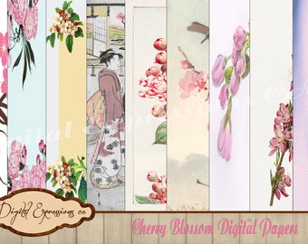 Shabby Chic Digital Paper - Cherry Blossom Scrapbook Paper - Papier numérique - Téléchargement instantané de l’arrière-plan du printemps pour un usage commercial