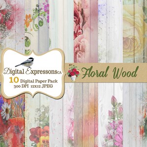 Carta digitale Shabby Chic, carta in legno vintage floreale SHABBY CHIC, sfondi grunge angosciati, pastello primaverile, collage di artigianato