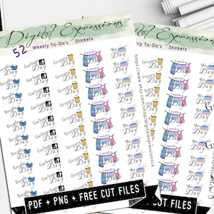 Digitale Planner Sticker, Erin Condren vertikale To-Do Weekly Sticker, druckbare Schriftzüge, Weekly Kit, Happy Planner, Word Sticker