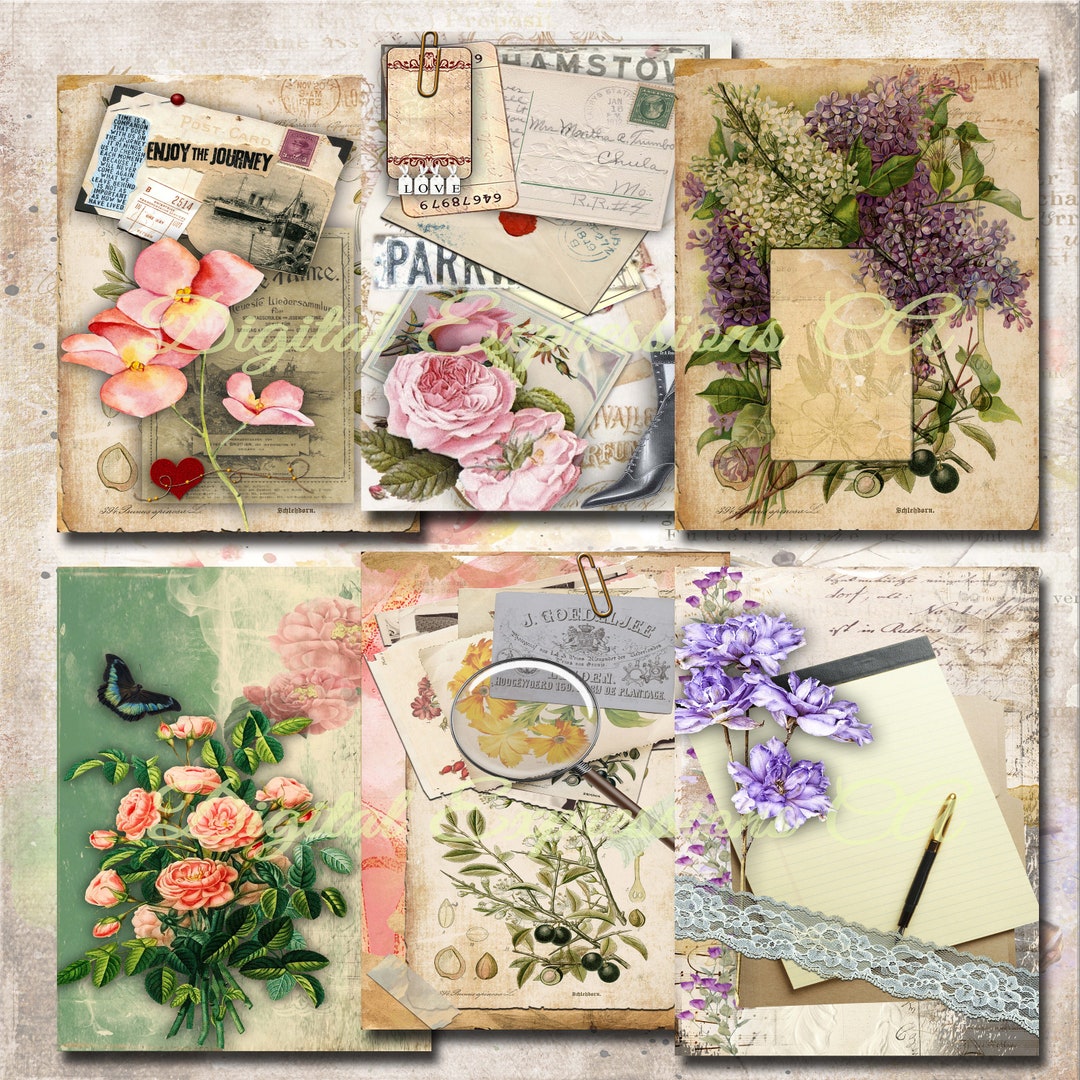 Vintage Floral Ephemera: Junk Journal Kit (digital Paper Prints) - Etsy
