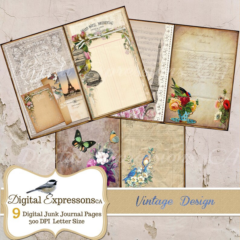 Vintage Grunge Junk Journal Kit Grunge Journal Papers Floral - Etsy