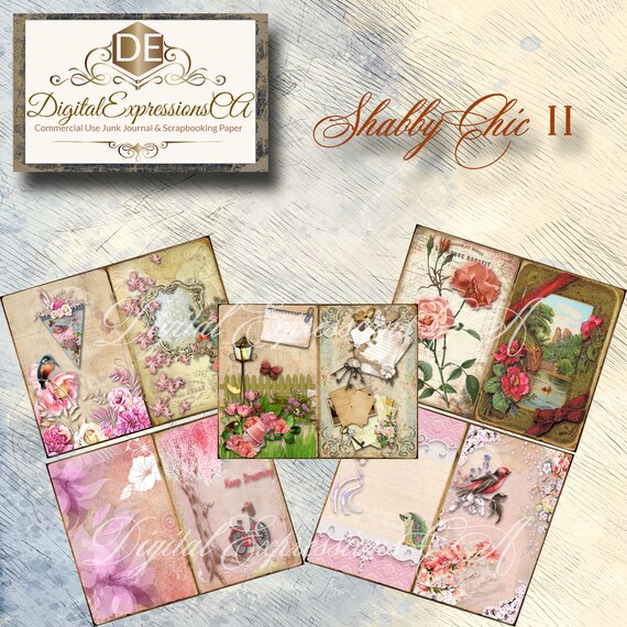 アンティーク雑誌セット Shabby Chic Junk Journal Kit, Shabby Chic Journal Papers