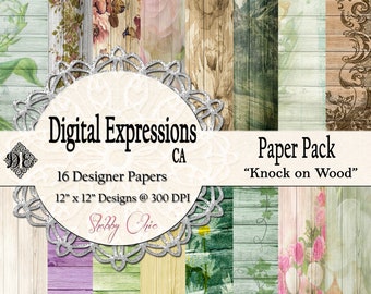 Shabby Chic Floral Holz Digital Papier: Pastell Frühling Texturen (30x30cm)