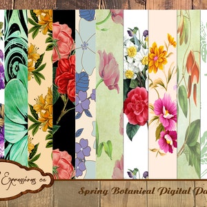 Floral Digital Paper, Botanical VINTAGE EPHEMERA Spring Grunge Papers, Junk Journal, Instant Printable, Paper Crafting, Floral Collage Sheet