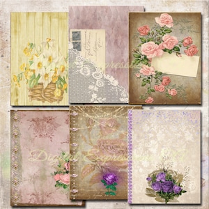 Kit de diario basura imprimible, papeles ephemera vintage, papel grunge shabby chic, papeles de scrapbooking, impresiones digitales de papel, hojas de collage