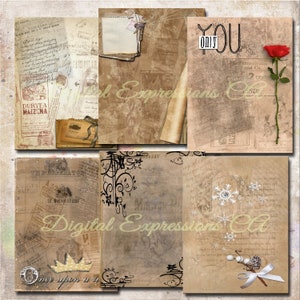 Printable Junk Journal Kit, Grunge Ephemera Papers, Vintage Floral Paper, Scrapbooking Papers, Digital Paper Prints, Collage Sheets
