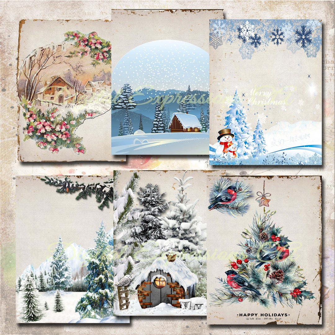 Printable Junk Journal Kit, Christmas Papers, Floral Grunge Paper ...
