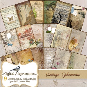 Vintage Grunge Junk Journal Kit, Vintage Grunge Journal Papers, Ephemera Paper, Scrapbooking Papers, Digital Paper for Junk Journals