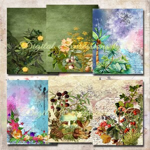 Printable Junk Journal Kit, Vintage Ephemera Papers, Floral Grunge Paper, Scrapbooking Papers, Digital Paper Prints, Collage Sheets