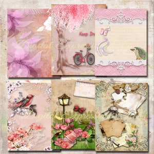 Printable Junk Journal Kit, Shabby Chic Journal Papers, Botanical Grunge Paper, Scrapbooking Papers, Digital Paper Prints, Collage Sheets