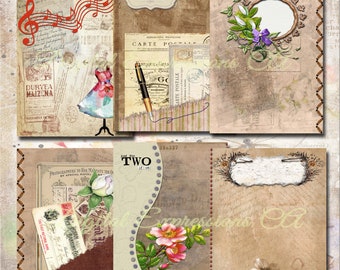 Printable Junk Journal Kit, Vintage Ephemera Papers, Floral Grunge Paper, Scrapbooking Papers, Digital Paper Prints, Collage Sheets