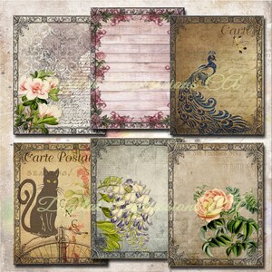 Printable Junk Journal Kit, Vintage Floral Papers, Grunge Ephemera Paper, Scrapbooking Papers, Digital Paper Prints, Collage Sheets