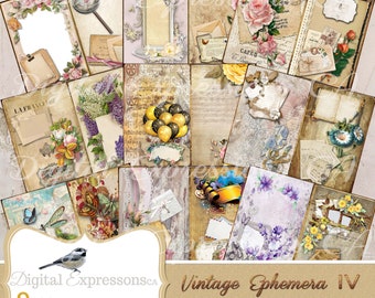 Vintage Grunge Junk Journal Kit, Grunge Journal Papers, Floral Ephemera Paper, Scrapbooking Papers, Digital Paper for Junk Journals