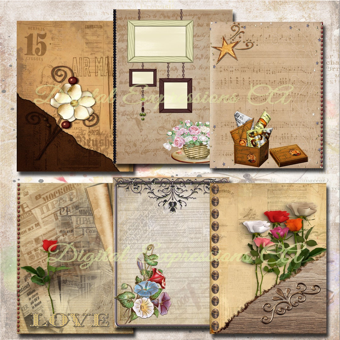 Printable Junk Journal Kit Vintage Ephemera Papers Floral - Etsy