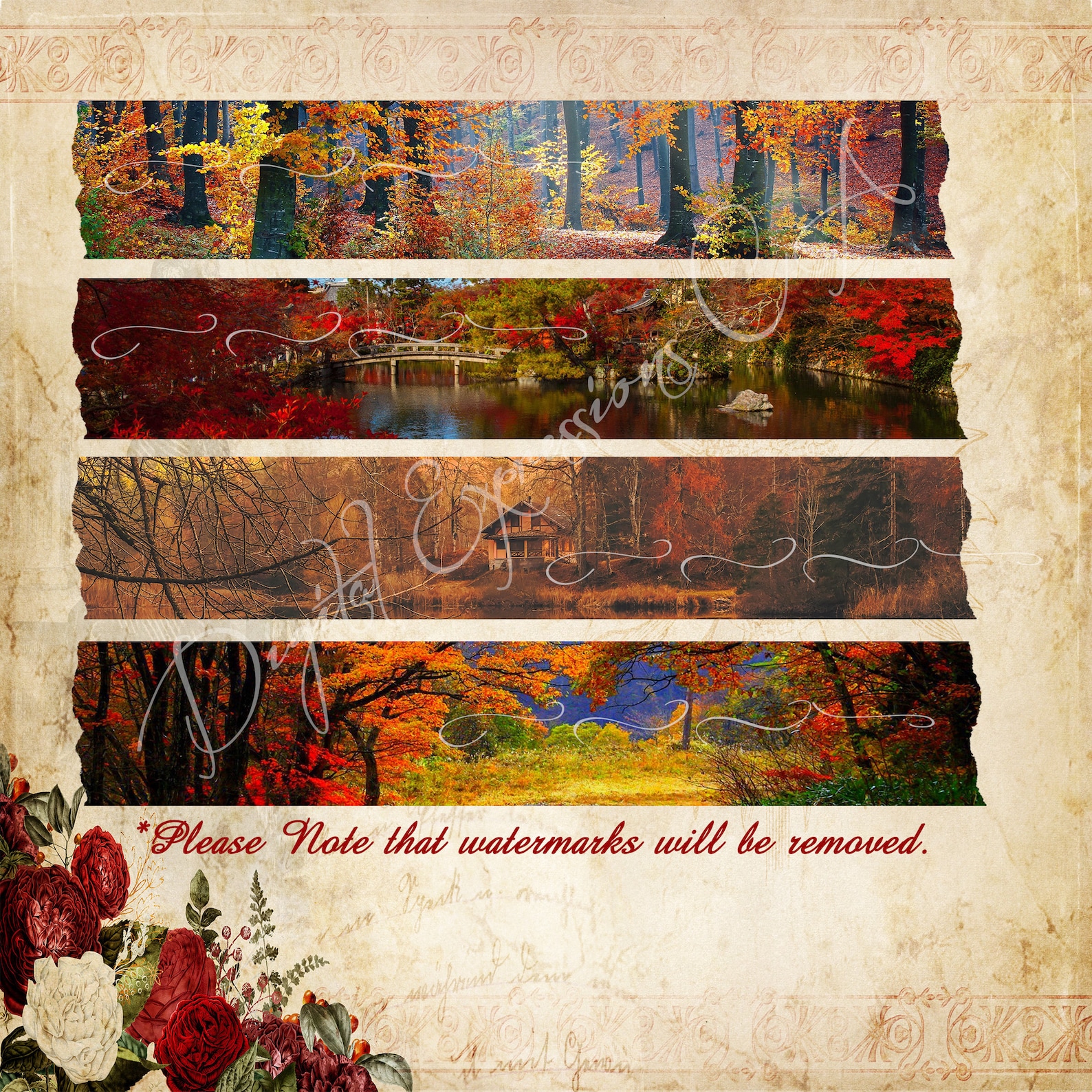 Digital Autumn Printable Washi Tape Fall Digital Washi Tape | Etsy