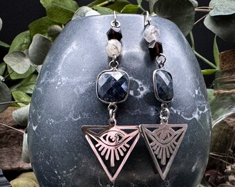 Occult Eye Sapphire Earrings