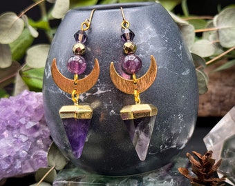 Celestial Amethyst Pendulum Earrings
