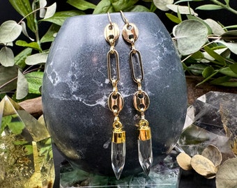 Clear Quartz Crystal Point Earrings