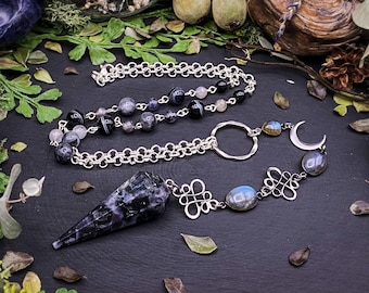 Mystical Merlinite Pendulum Rosary Necklace