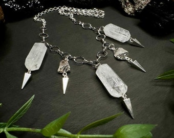 Clear Quartz & Herkimer Diamond Fringe Necklace