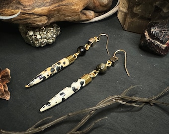 Dalmation Jasper Spikes Earrings