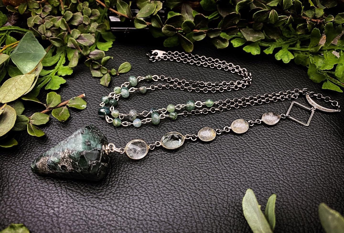 moss agate pendulum
