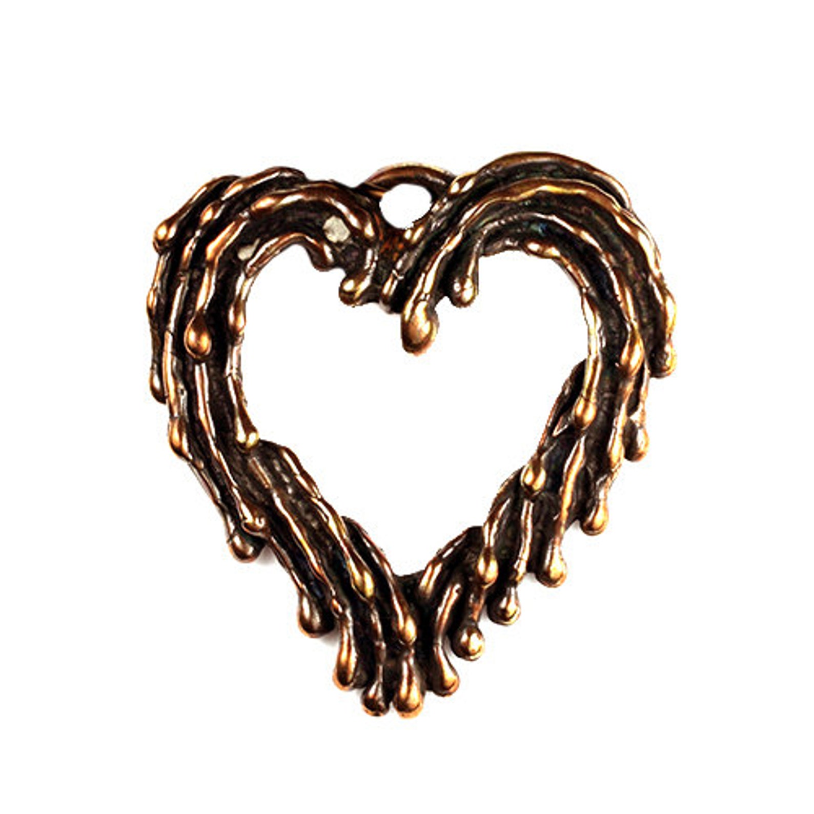 Bronze Textured Heart Pendant solid Bronze Etsy