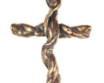 Bronze Heavy Twisted Towel Type Cross 79mm Long (Solid Bronze)