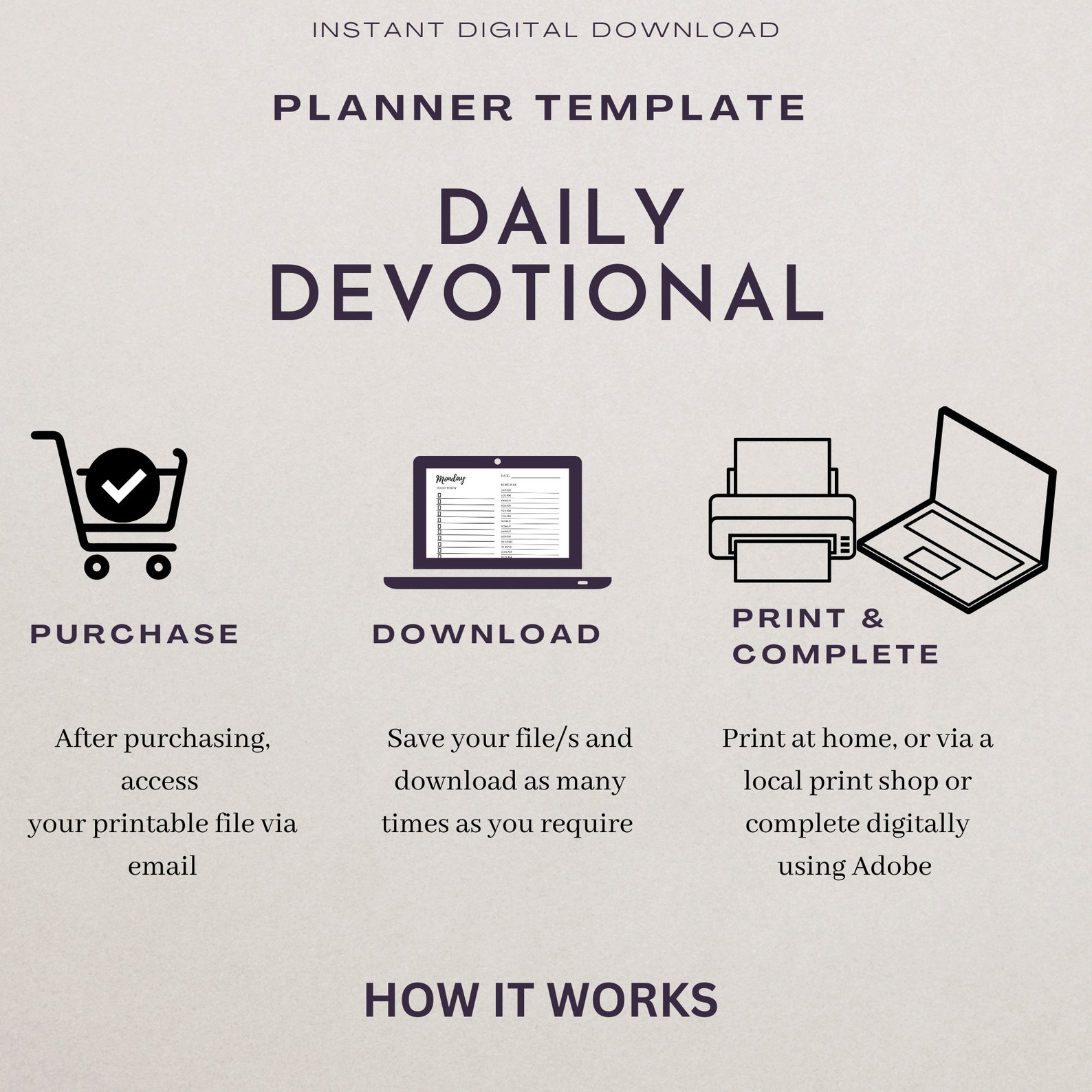 Printable Daily Devotional Planner, Instant Download, Digital Bible ...