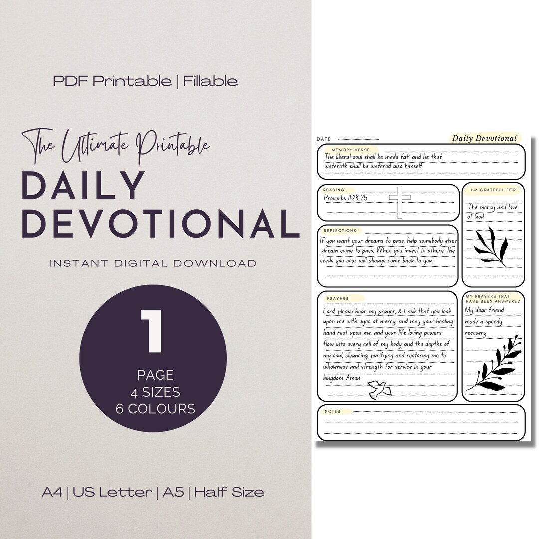 Printable Daily Devotional Planner Instant Download Digital - Etsy