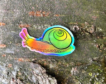 Snail Holographic Sticker | Snail vinyl sticker | water bottle sticker