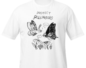 Protect Pollinators Butterfly Moth Comic Short-Sleeve Unisex T-Shirt