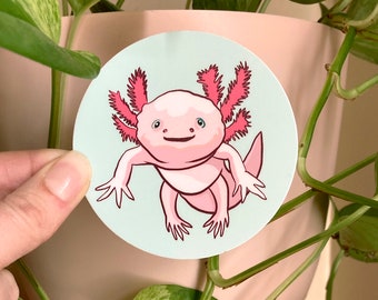 Axolotl Sticker: Weatherproof Vinyl Water Bottle Decal
