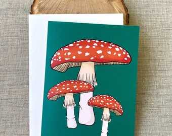 Toadstool Mushrooms Holiday Greeting Cards | Nature Christmas Cards