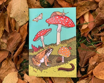 Toad and Toadstools Journal | Forest Toad Blank Book | Gifts for Nature Lovers | Forest Notebook | Mossy Woods |Teal