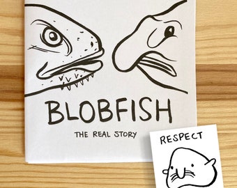 Blobfish mini comic and temporary tattoo