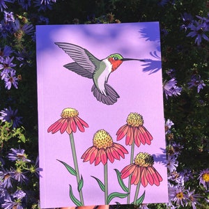 Hummingbird and Coneflowers Journal Native Garden Blank Book Gifts for Nature Lovers Native plants notebook image 3