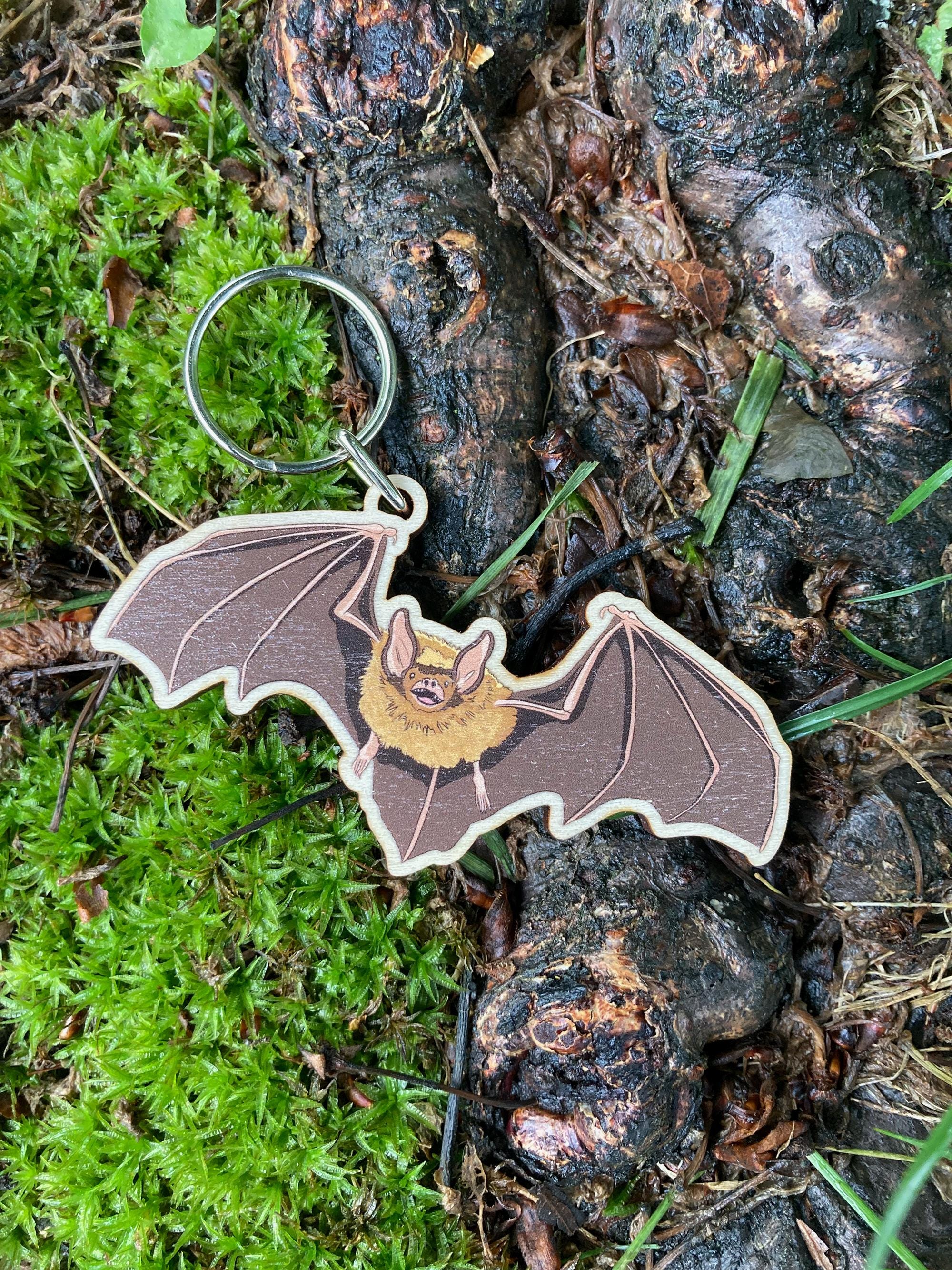 Bat keychain | Wooden keychain | bat art sustainable wood animal keychain