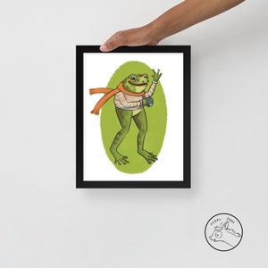 Fergus the Frog Framed Art Print Cottage Core Art Frog Print Nursery Art image 2