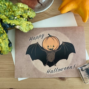 Halloween-Karte | Halloweenkürbis Fledermaus