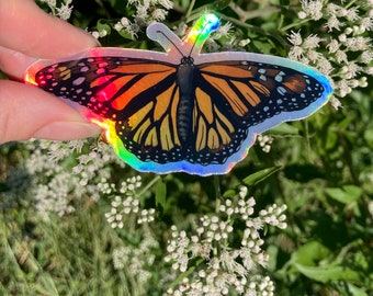 Monarch butterfly holographic vinyl sticker | water bottle sticker | laptop sticker |waterproof sticker